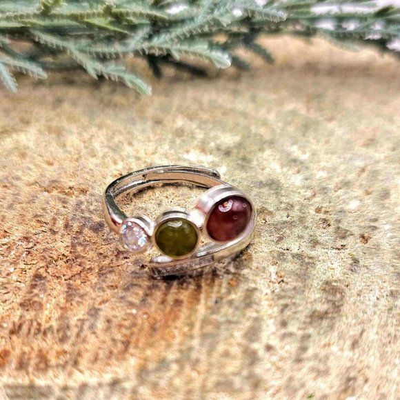 Beautiful Mixed Tourmaline Adjustable Sparking Adjustable Ring - Picture 9 of 9